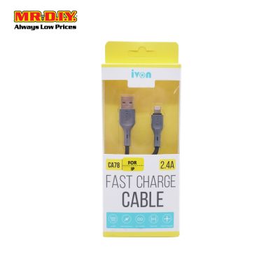 IVON Anti-Knotted iOS USB Fast Charging Data Cable 2.4A (1000mm)