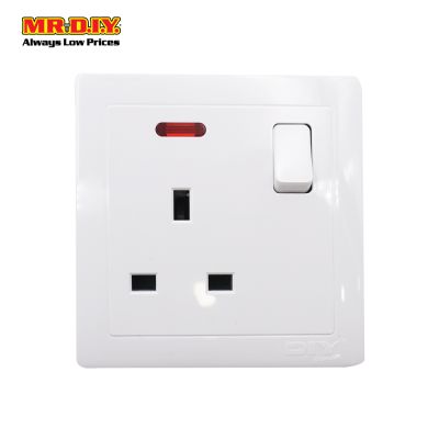 (MR.DIY) White Wall 13A 1 Gang Switch Socket