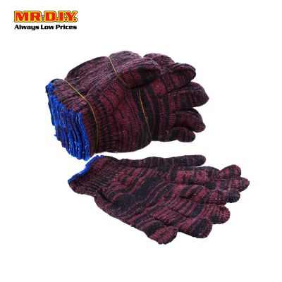 (MR.DIY) Batik Knitted Cotton Safety Hand Gloves 850g (12 pairs)