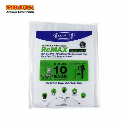 SEKOPLAS ReMAX Semi Transparent HDPE Garbage Bag XL Size (10pcs)